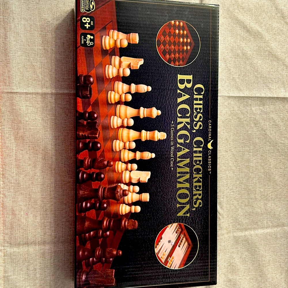 Chess, checkers, backgammon game set